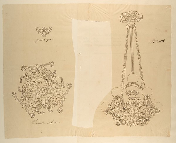 Anonymous, French, 19th century, Design for a Chandelier