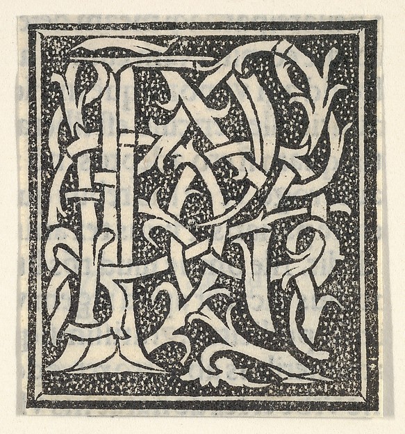 Anonymous, Italian, 16th century, Initial letter P on patterned background