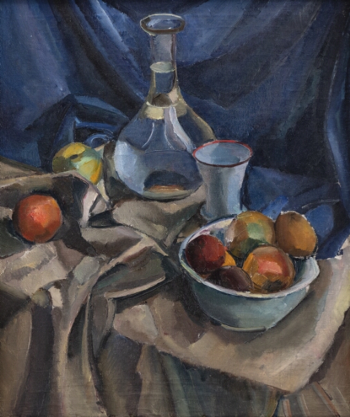 Astrid Holm, Opstilling med blåt stof