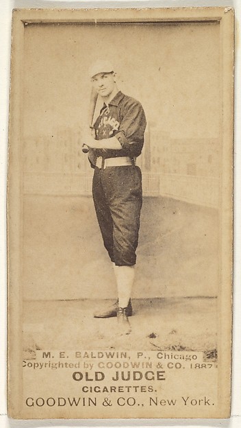 Goodwin & Company, M.E. Baldwin, Pitcher, Chicago, from the Old Judge series (N172) for Old Judge Cigarettes