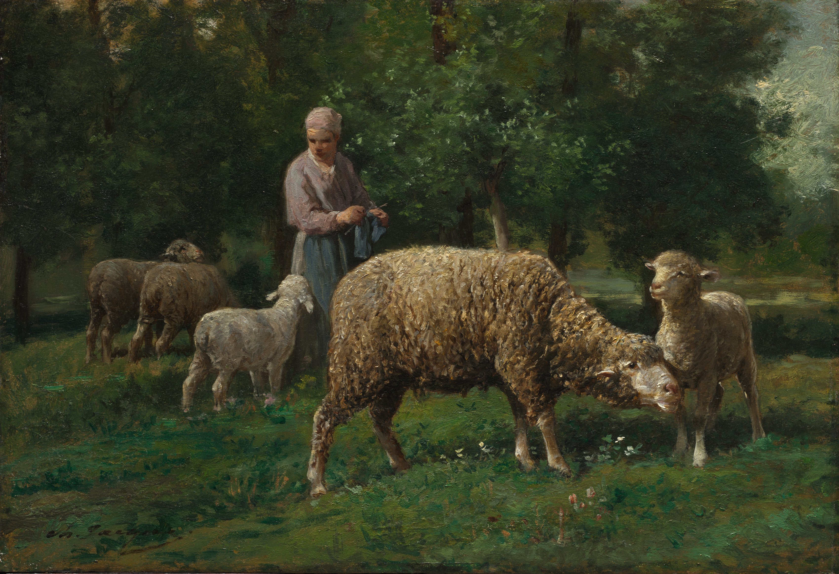 Charles-Émile Jacque, Shepherdess with Sheep