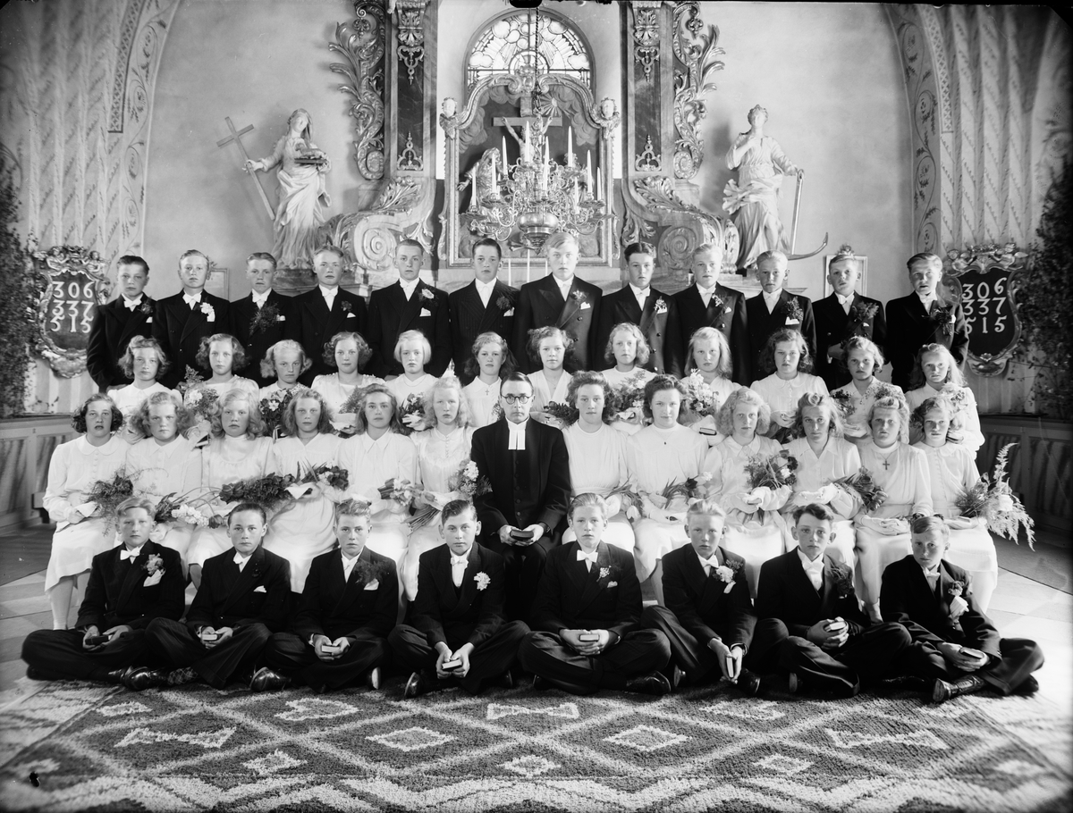 Skötsner-Edhlund, Konfirmander, Börstil parish, Uppland 1943