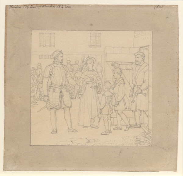 C.W. Eckersberg, Frederik I udløser Sten Strures enke og sønner af fængslet på Kalundborg Slot 1524.