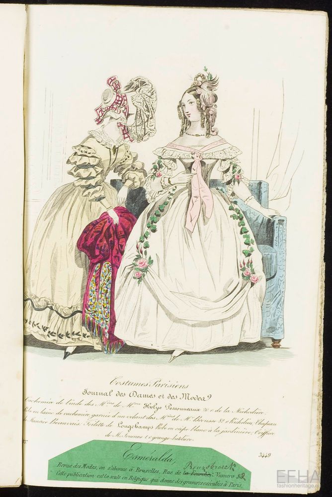 Unknown artist, Modeprent (in kleur) uit 'Esméralda : revue littéraire, artistique et fashionable (modes de Paris)' 1837-03-01