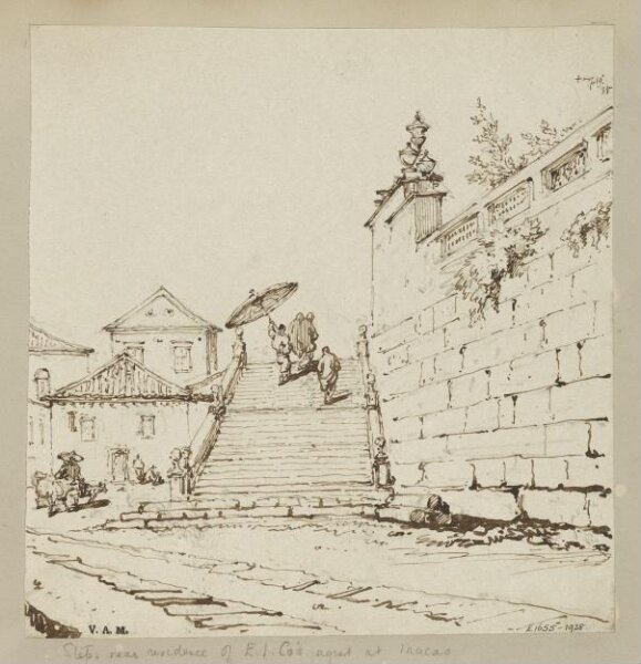 George Chinnery, The steps and wall of S. Lourenço Church, Macau