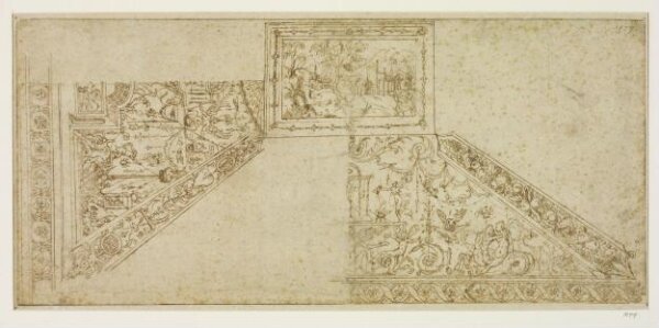 Unknown, Design for a decoration of a covered vault: the coves filled with grotesque ornament