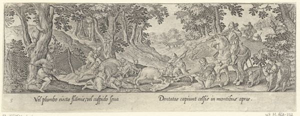 Collaert, Adriaen, (-1618), (printmaker), Venationis, piscationis, et aucupii typi: Boar hunt