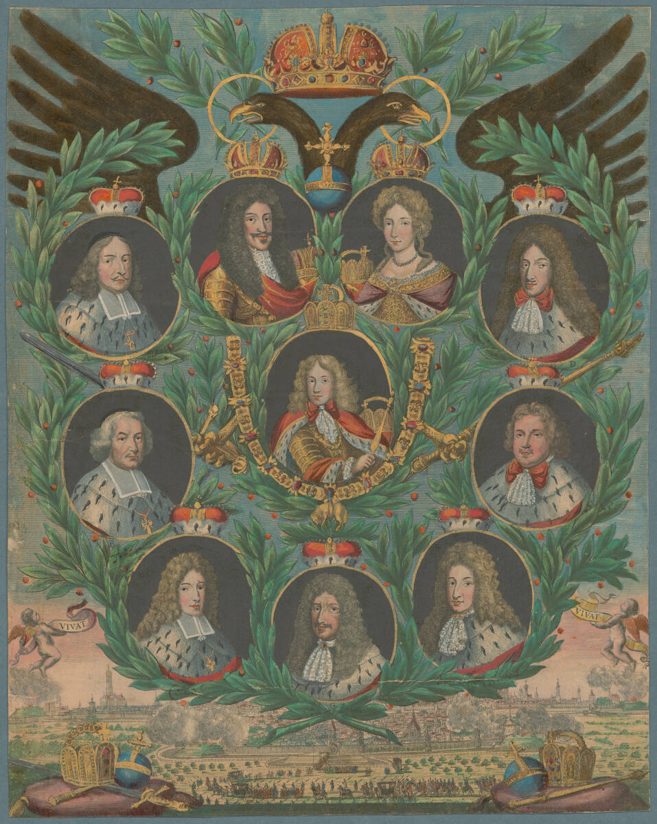 Anonym, Gedenkblatt an die Wahl und Krönung von Erzherzog Joseph zum Römischen König im Jänner 1690 in Augsburg