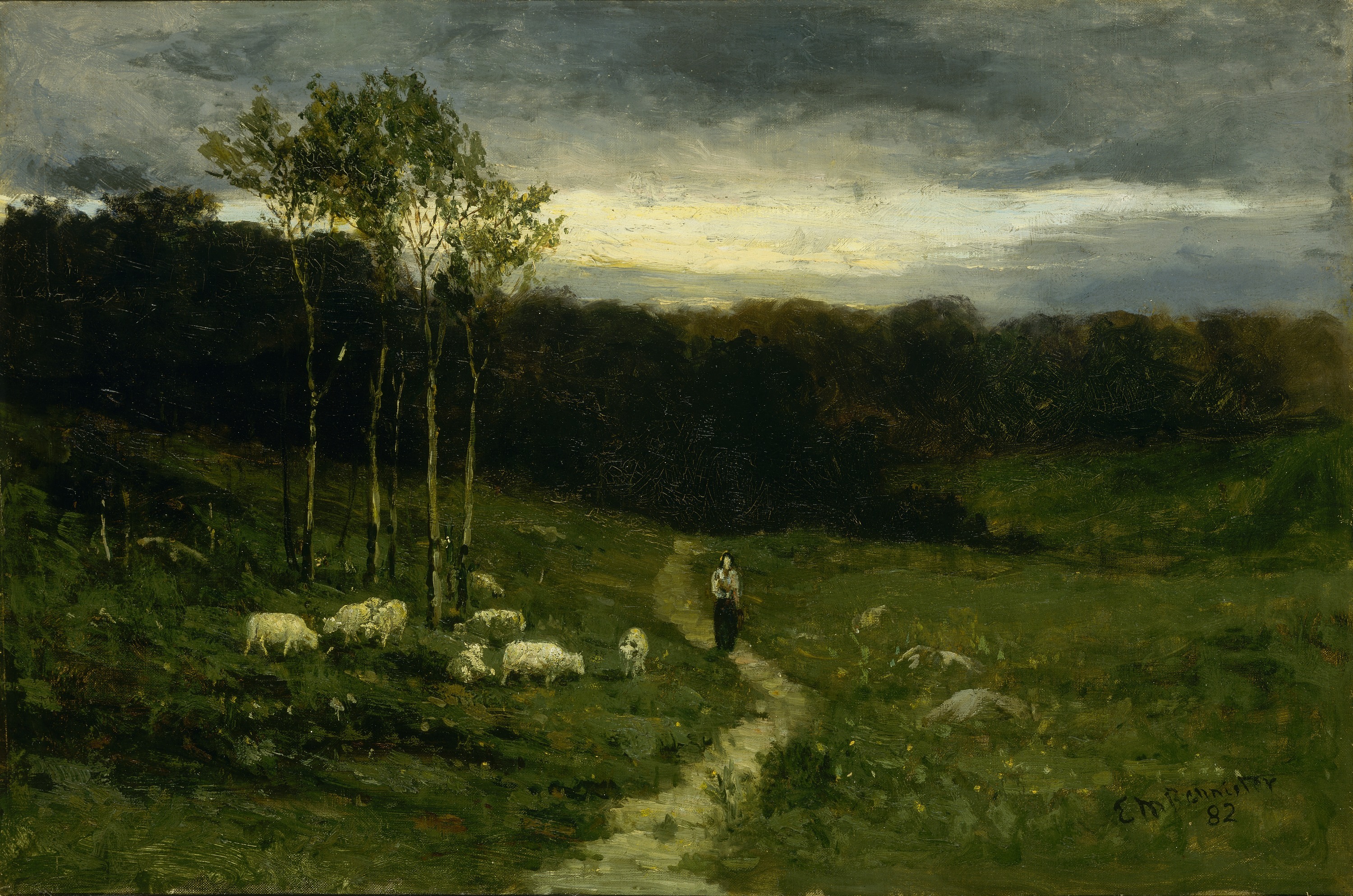 Edward Mitchell Bannister, Woman Walking down Path
