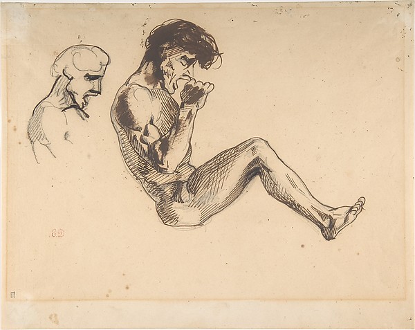 Eugène Delacroix, Studies of a Damned Man, for "The Barque of Dante"