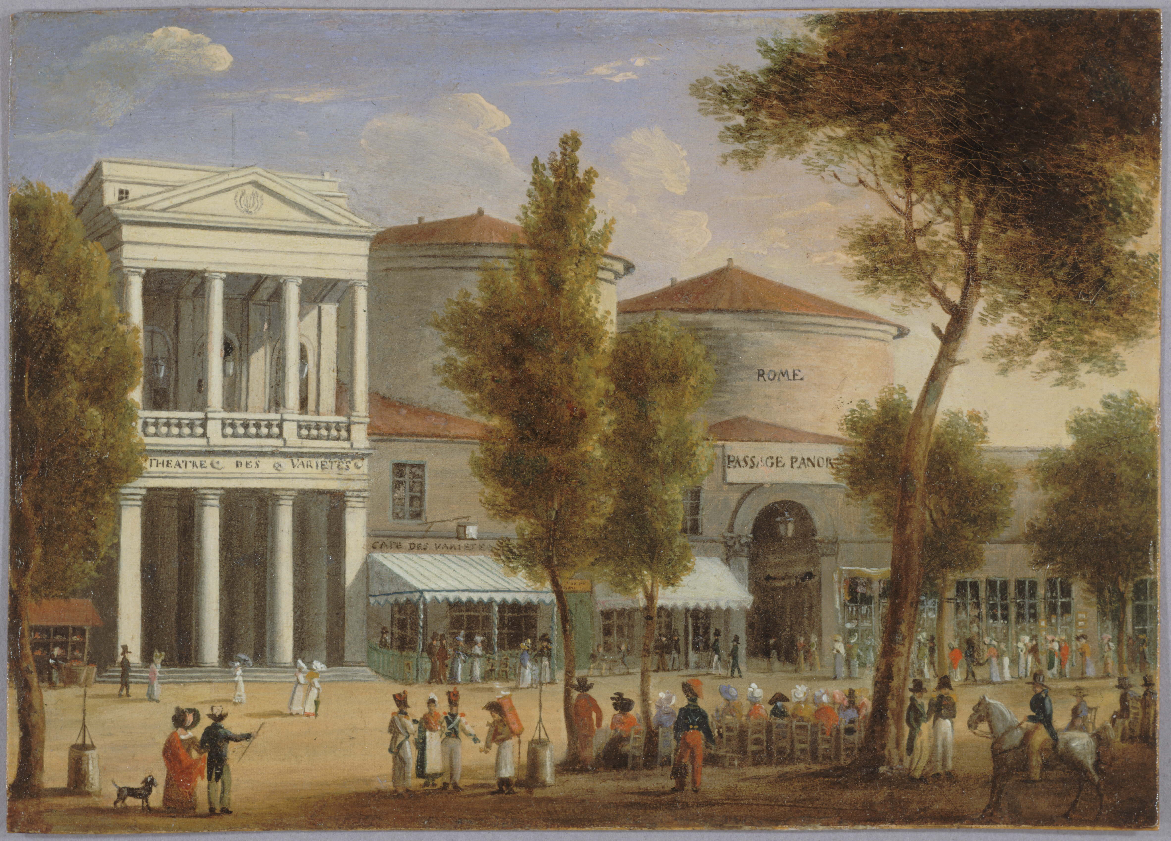 Anonyme, Le théâtre des Variétés et le passage des Panoramas, boulevard Montmartre, vers 1825