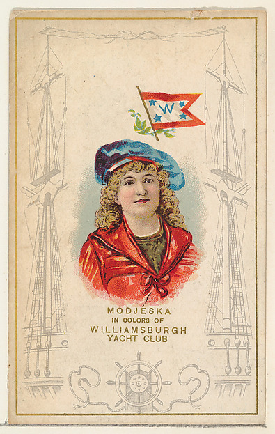 W. Duke, Sons & Co., Modjeska in Colors of Williamsburgh Yacht Club, from the Yacht Colors of the World series (N140) issued by Duke Sons & Co. to promote Honest Long Cut Tobacco