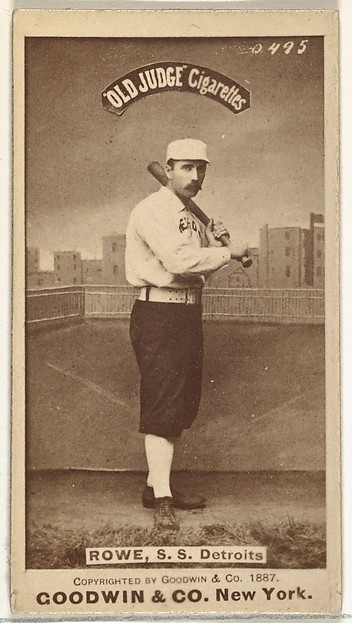 Goodwin & Company, John Charles "Jack" Rowe, Shortstop, Detroit Wolverines, from the Old Judge series (N172) for Old Judge Cigarettes