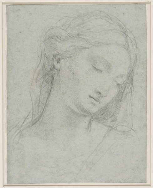 Unknown, Recto: Head of a woman with downcast eyes