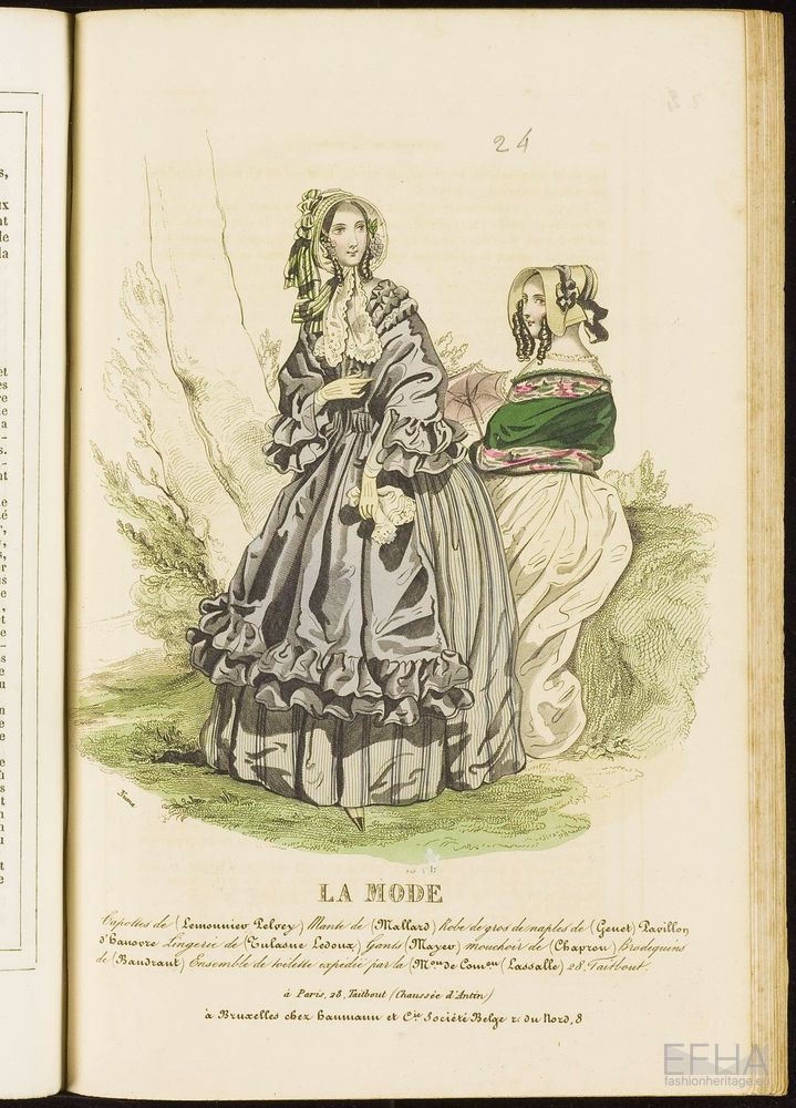 Unknown artist, Modeprent (in kleur) uit 'La mode : album des salons' 1842-01-06