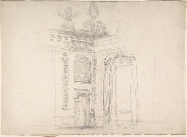 Anonymous, British, 19th century, Corner of a Room with a High Coved Ceiling