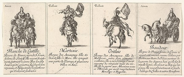 Stefano della Bella, Blanche de Castille, Martesie, Orithie, and Baudour, from "The Game of Queens" (Le Jeu des Reines Renommées)