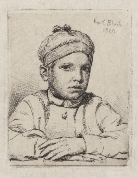 Carl Bloch, Drengen med hue på hovedet. Barneportræt af Emanuel Trepka Bloch