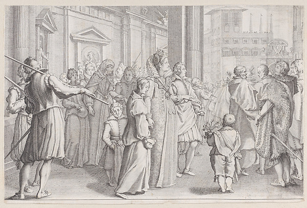 Jacques Callot, La Grande Duchesse Marie des Jeunes Filles, from "La Vie de Ferdinand Ier de Médicis série appelée aussi Les Batailles des Médicis" (The Life of Ferdinand I de'Medici also called The Medici Battles)