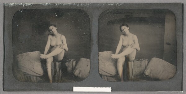 Unknown, [Female Nude Seated on couch with pillows]