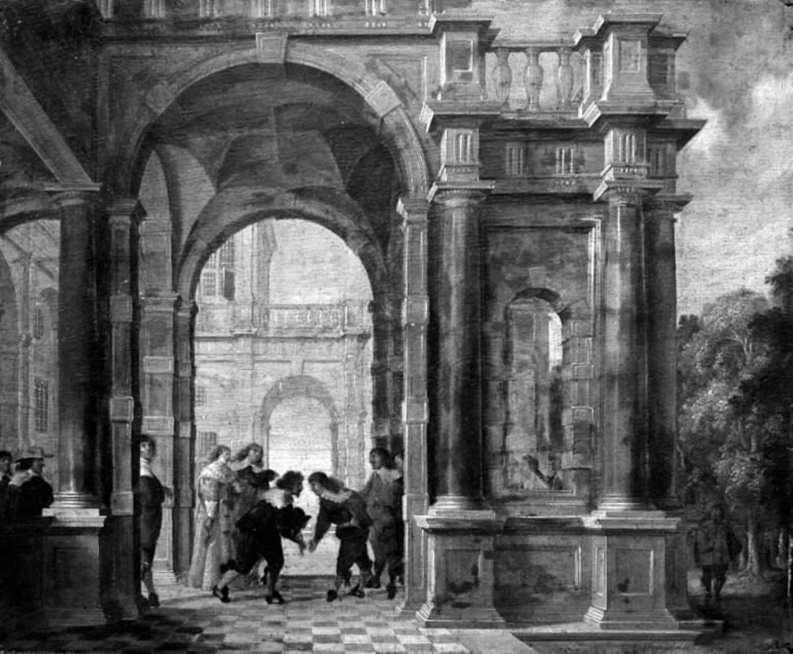 Dirck van Delen, Et selskab ved et palads