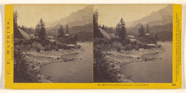 Carleton Watkins, The Middle Block House, Cascades, Columbia River.