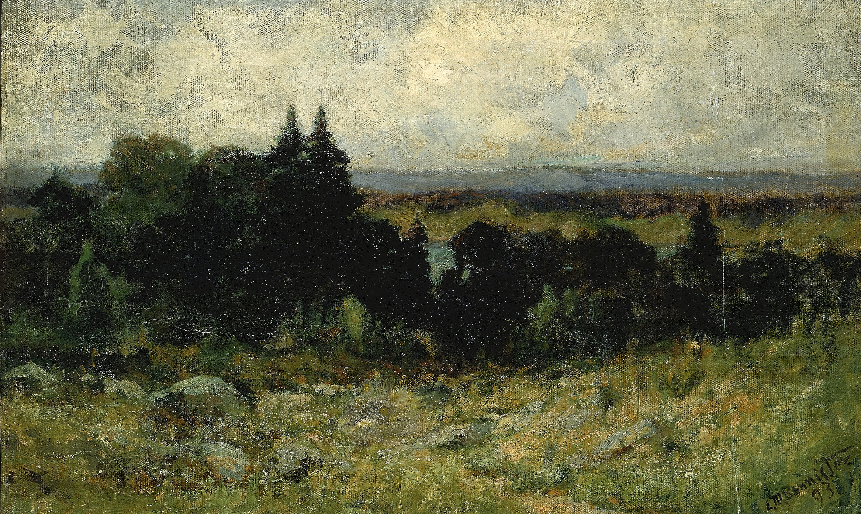 Edward Mitchell Bannister, Untitled (landscape, fields with rocks and trees)