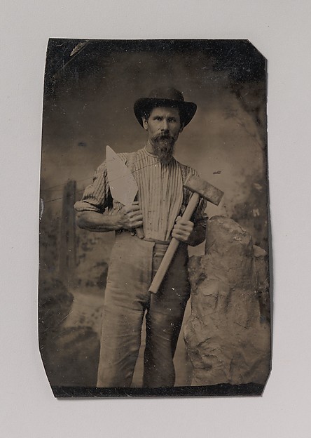 Unknown, [Mason (?) Holding a Trowel and Sledgehammer]