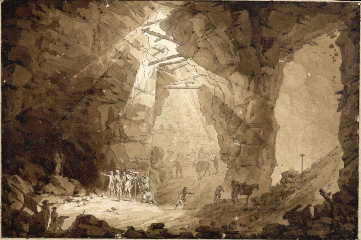 Anonym, Bergwerk mit Arbeitern und Geologen
