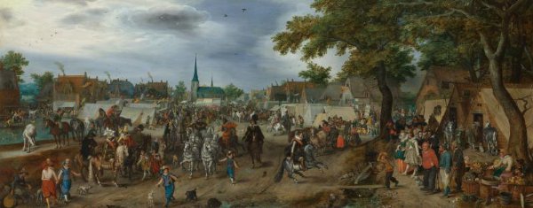 Adriaen Pietersz van de Venne, Princes Maurice and Frederick Henry at the Valkenburg Horse Fair