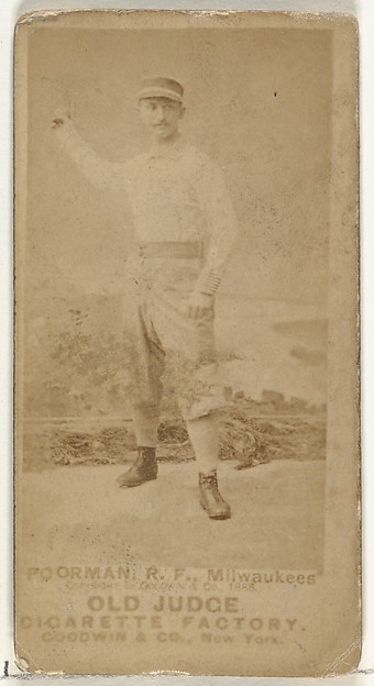 Goodwin & Company, Thomas Iverson "Tom" Poorman, Right Field, Milwaukee, from the Old Judge series (N172) for Old Judge Cigarettes