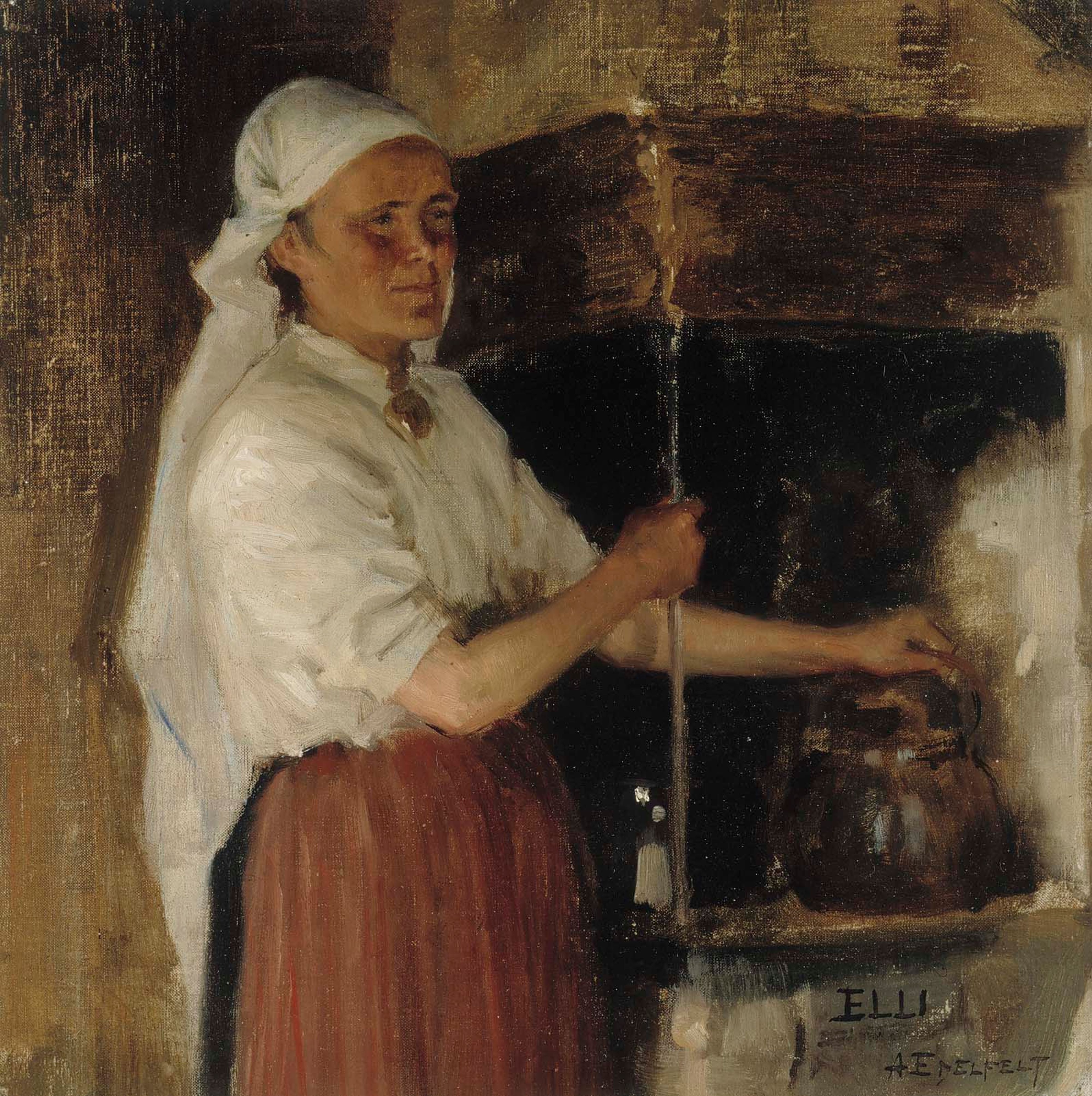 Albert Edelfelt, Elli Jäppinen at the Stove, study