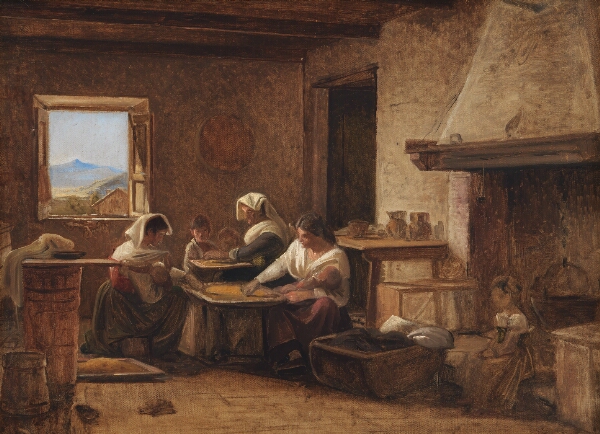 Wilhelm Marstrand, Kvinder arbejder i et køkken nær Olevano