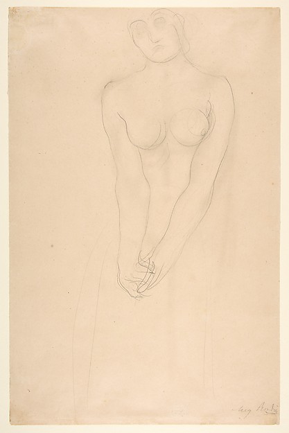 Auguste Rodin, Nude female figure standing with clasped hands