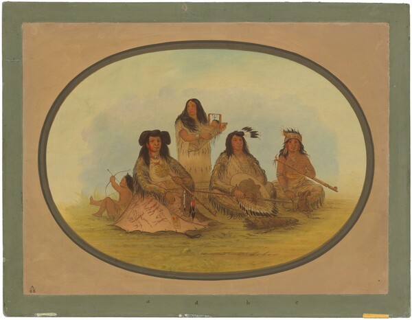 George Catlin, The Sioux Chief with Several Indians