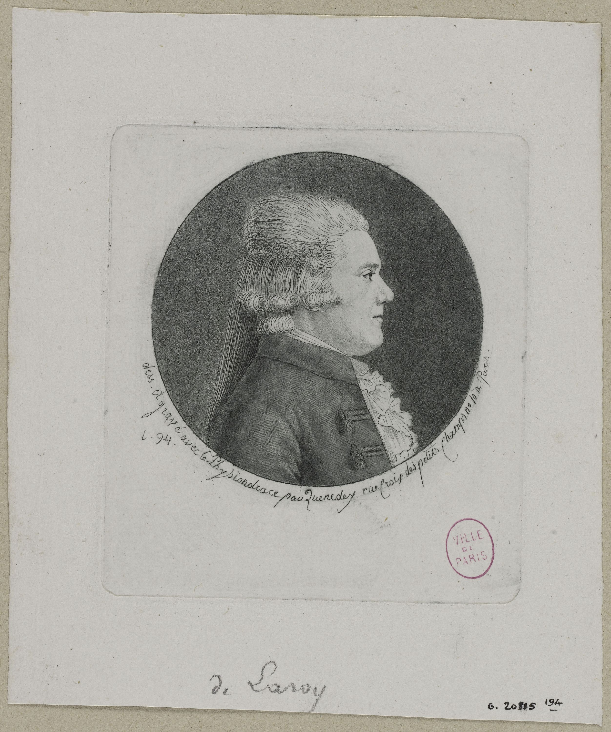 Edmé Quenedey, Portrait de Monsieur de Laroy