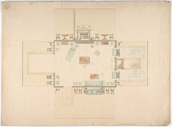 Anonymous, British, 19th century, Plan and Elevations of a Room