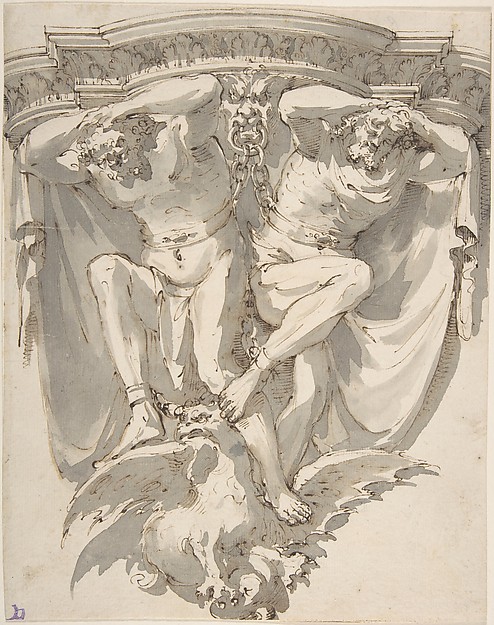 Giuseppe Bernardino Bison, Design for a Decorated Console with Two Slaves on Top of an Eagle