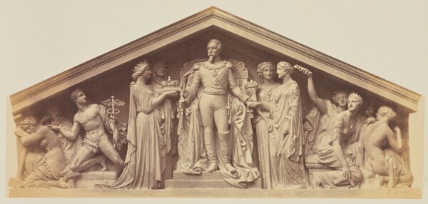 Édouard Baldus, [The Pediment of the Pavillon Denon, Sculpture by Pierre Charles Simart, Decoration of the Louvre, Paris]