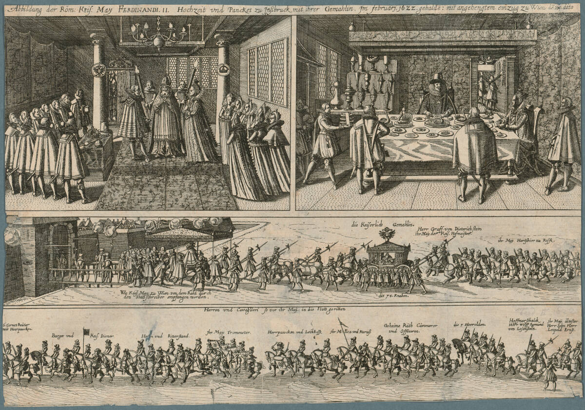 Anonym, Vermählung von Kaiser Ferdinand II. mit Eleonora Gonzaga in Innsbruck / Einzug des Kaiserpaares in Wien im Februar 1622
