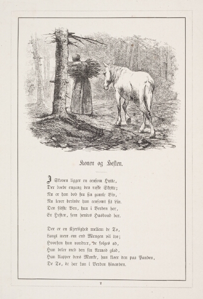 H.P. Hansen, Konen og Hesten. Illustration til H.V. Kaalund, "Fabler for Børn"