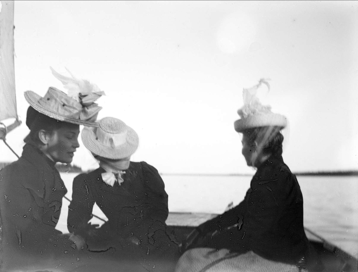 August Fredrik Schagerström, Three Young Women in Boat, Probably on Ekoln, Uppland