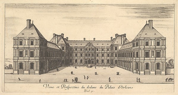 Stefano della Bella, View and Perspective of the inside of the Palais d'Orleans, from "Various views of remarkable places in Italy and France" (Diverses vues d'endroits remarquables d'Italie et de France)