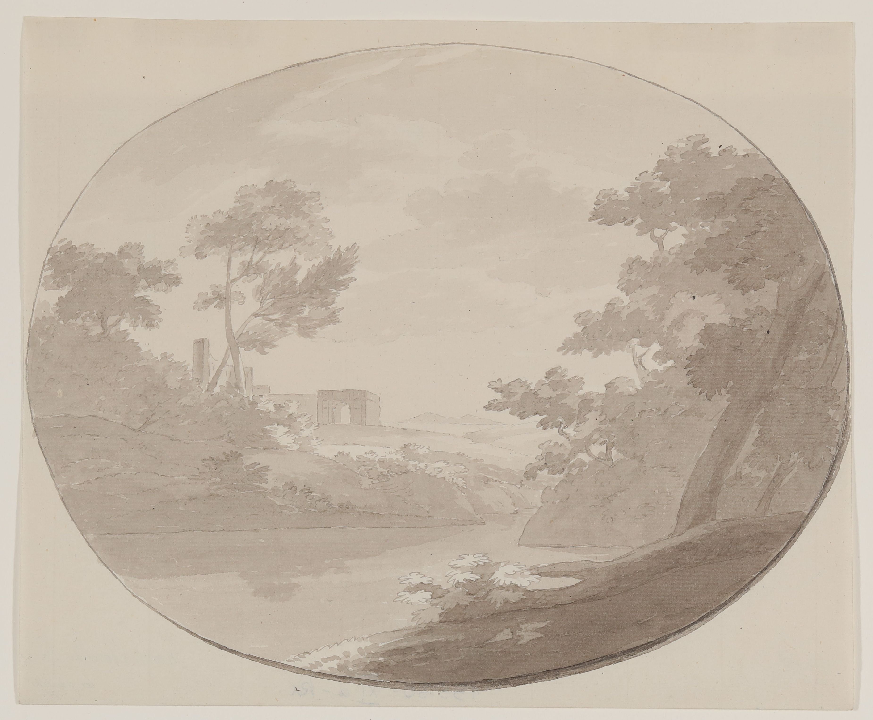 Richard Earlom, Landschaft mit Konstantinsbogen und Kolosseum [Teilkopie nach Claude Lorrains "Pastorale mit dem Konstantinsbogen" (1648)]