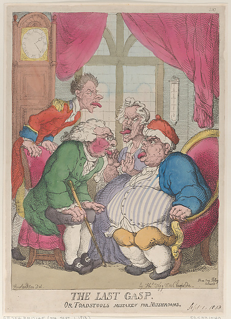 Thomas Rowlandson, The Last Gasp, or Toadstools Mistaken for Mushrooms