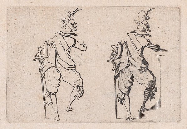 Jacques Callot, L'Homme Vu de Dos, Avec une Grande Épée (Man Viewed from Behind, with a Large Sword), from "Les Caprices" Series B, The Nancy Set