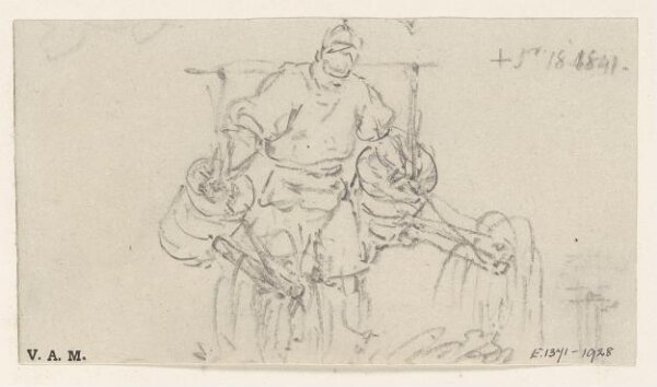 George Chinnery, A sketch of a Chinese figure with two watering cans