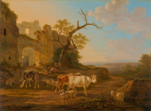 Jacob van Strij, Landscape with Cows near a Ruin