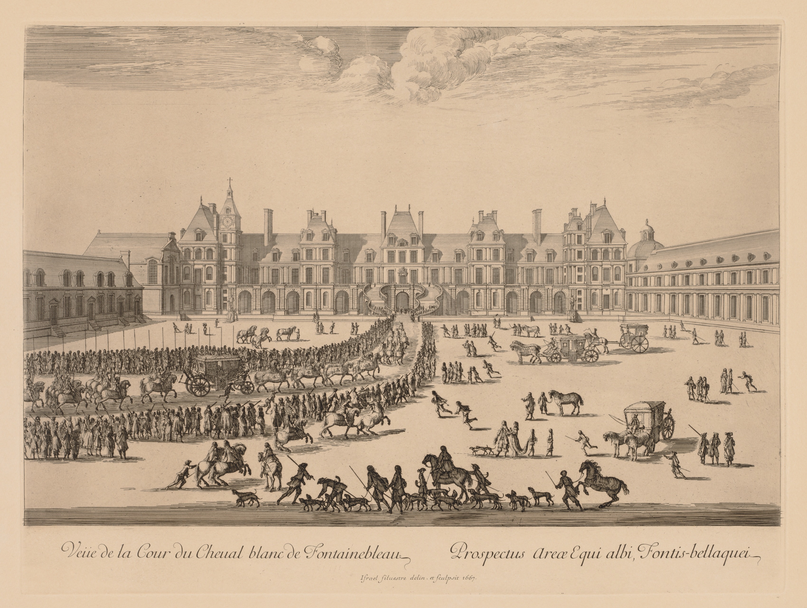 Israël Silvestre, Vue de la Cour du Cheval-Blanc de Fontainebleau