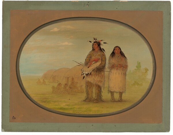 George Catlin, Riccarree Chief and His Wife